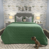 boy bedroom with dinosaur wallpaper
