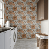 Peel and Stick ditsy floral wallpaper that is removable and great for laundry room upgrade. Self Adhesive boho floral wallpaper