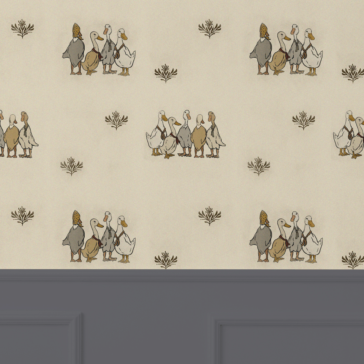 classic cute wallpaper with ducks for kids room decor, peel and stick, removable