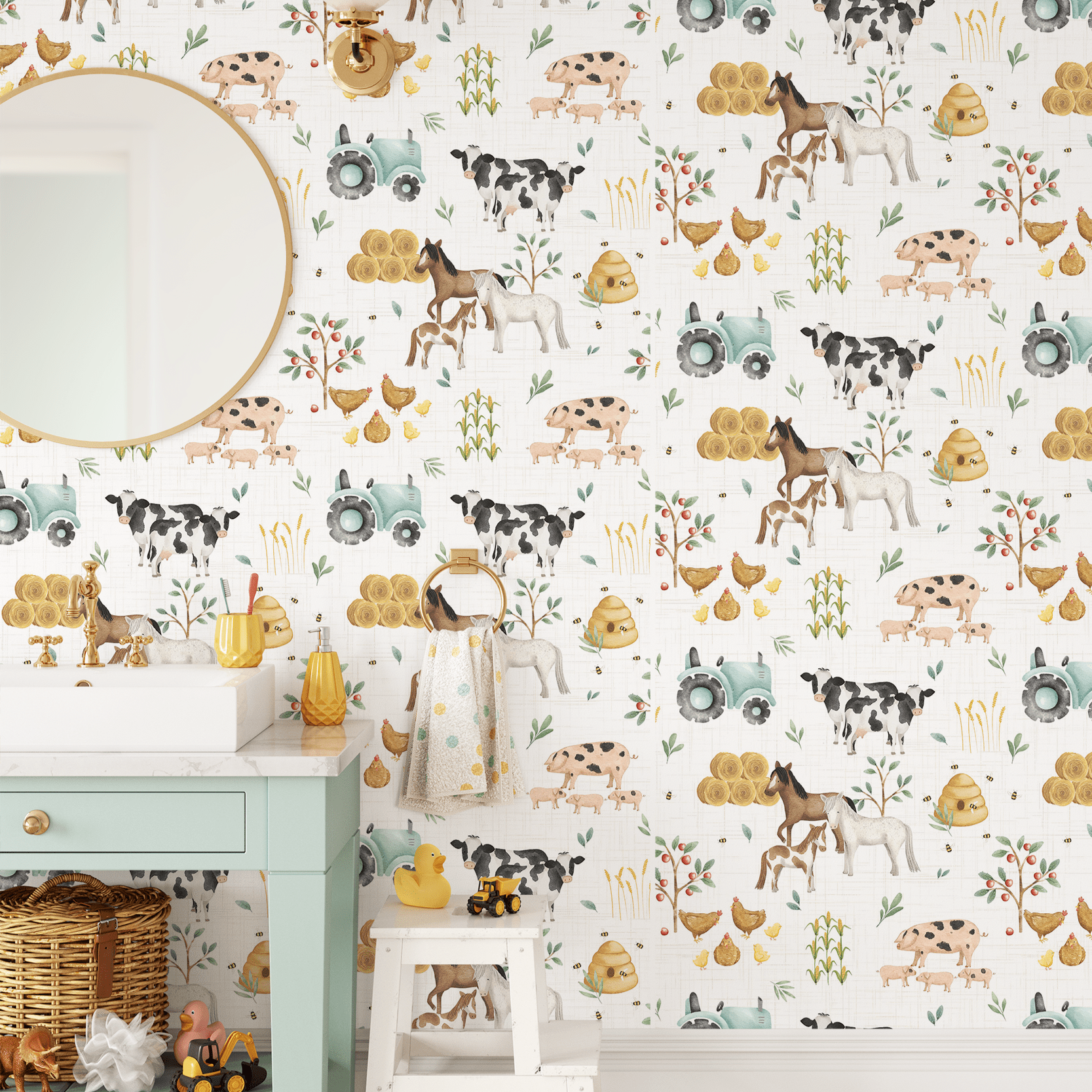 Farm Animal Nursery Wallpaper