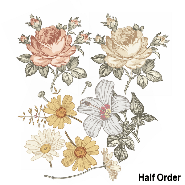 boho flower wall decals, rose wall decals, nursery wall decals