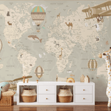 Kids Map of the World Peel and Stick Wall Mural