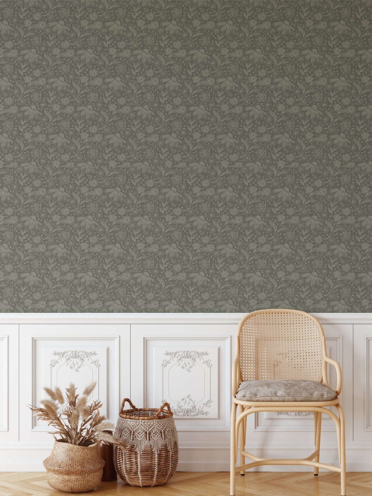 Green peel and stick wallpaper