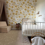 Little love yellow flower peel and stick wallpaper in a girls room