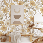 Boho Nursery, Removable wallpaper, Peel and stick floral wallpaper