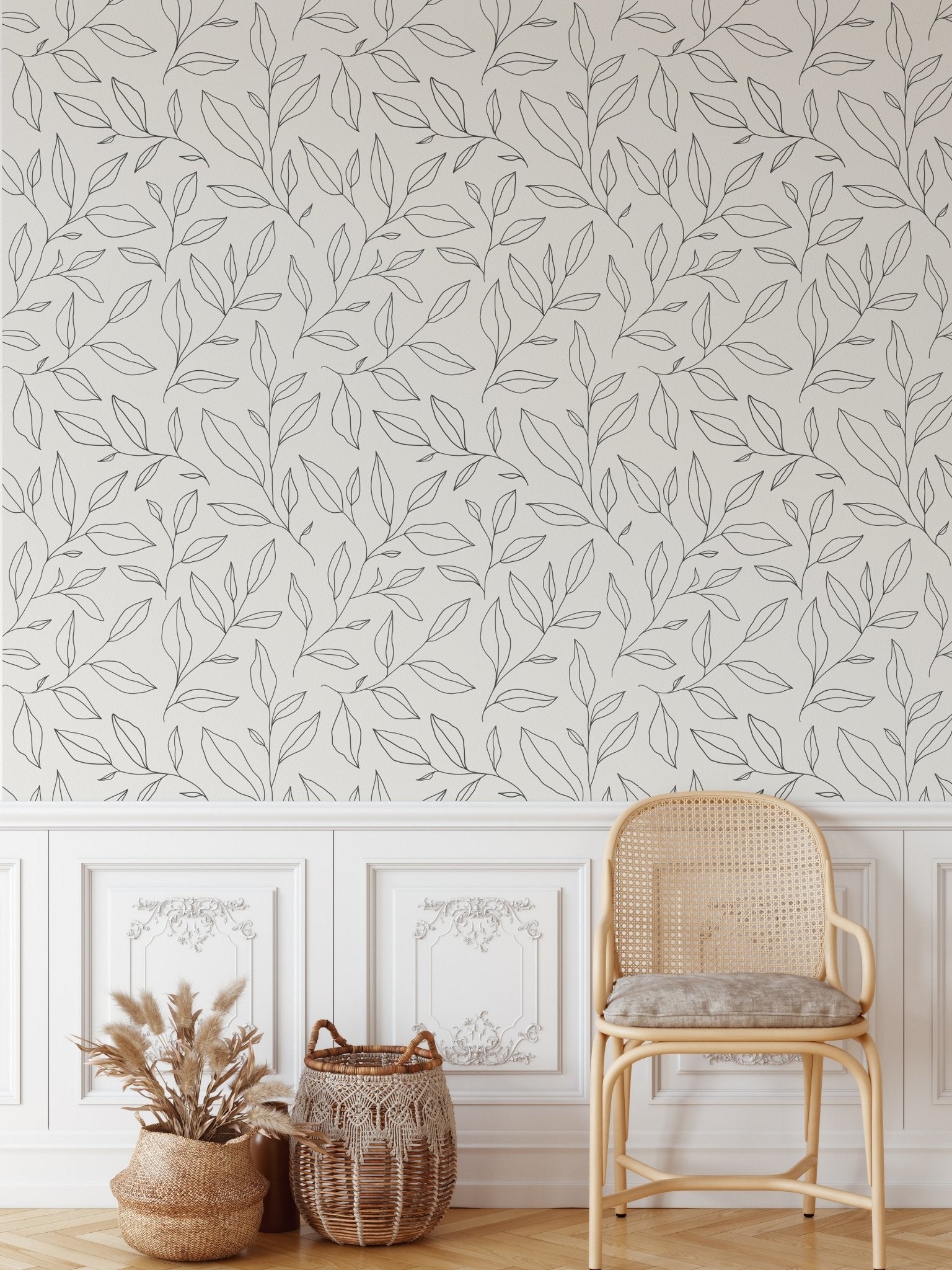 Minimal Floral Peel and Stick Wallpaper for Walls, Peel and Stick Removable Wallpaper, Peel and Stick Wall paper, Peel and stick Wallpapers, Line Drawing Flower Wallpaper
