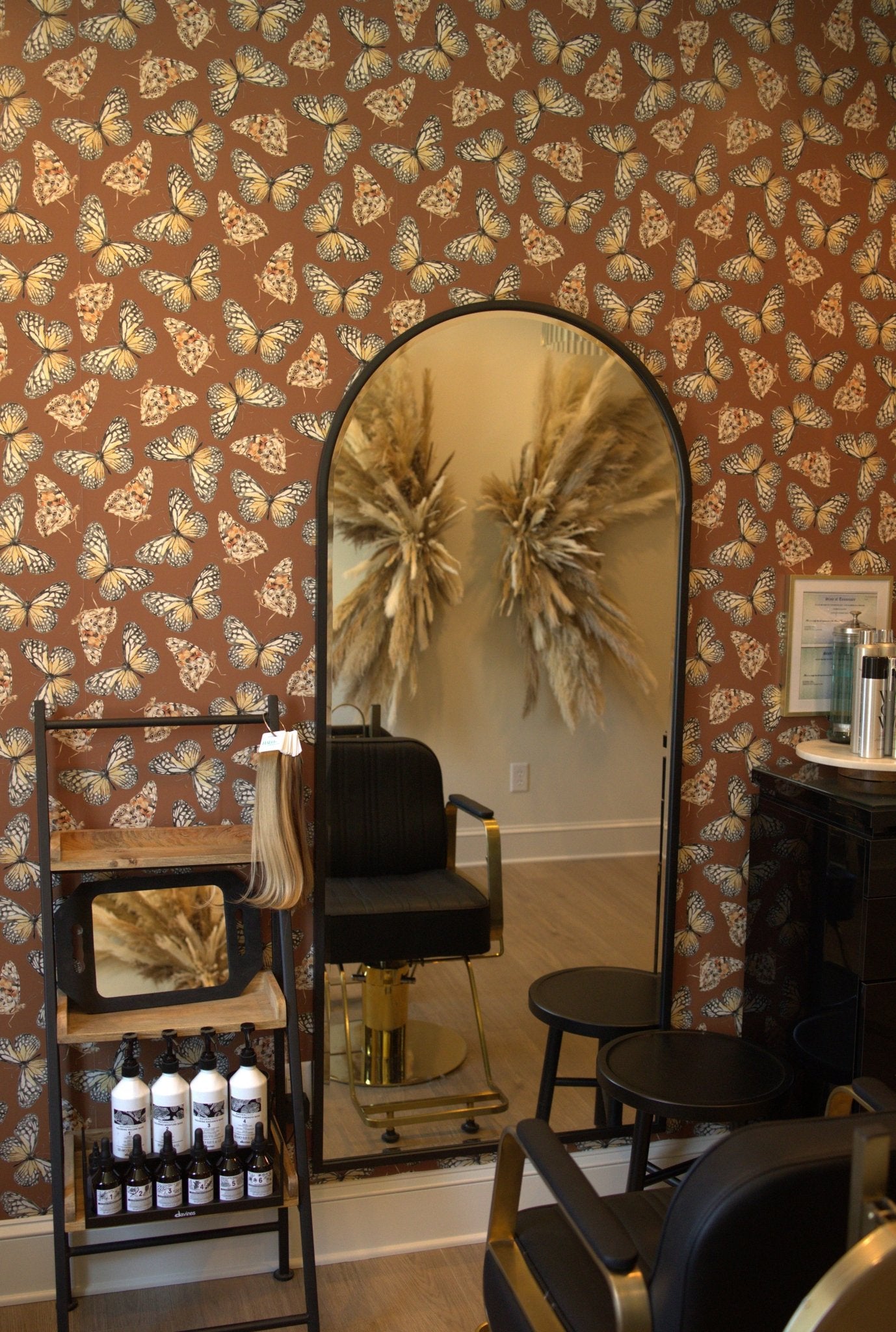 Peel and Stick Wallpaper in a trendy hair salon