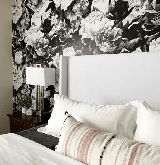 Monochrome Floral Wallpaper (Peel & Stick) - Rocky Mountain Decals