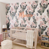 desert nursery decor with cactus peel and stick wallpaper for walls