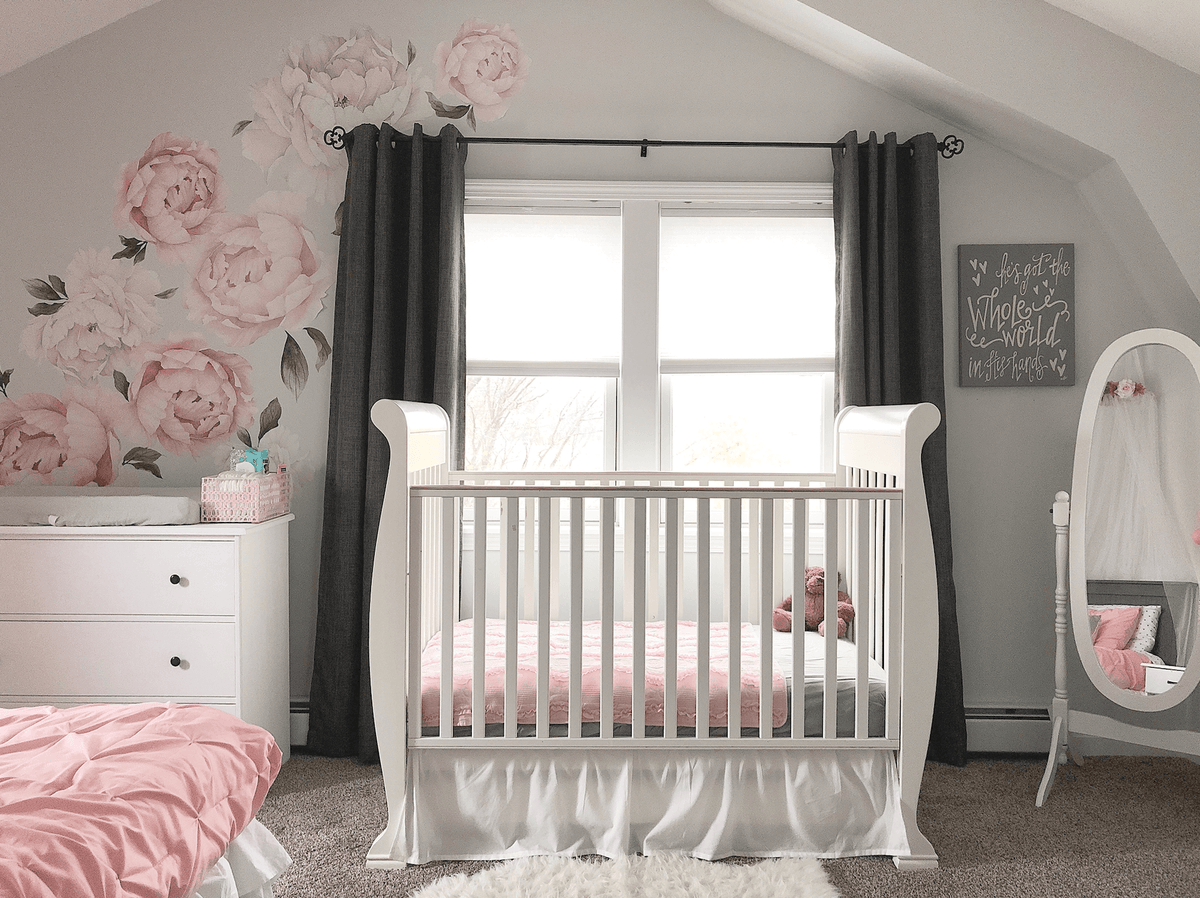 Peony Floral Wall Stickers for Kids Room, Baby Nursery