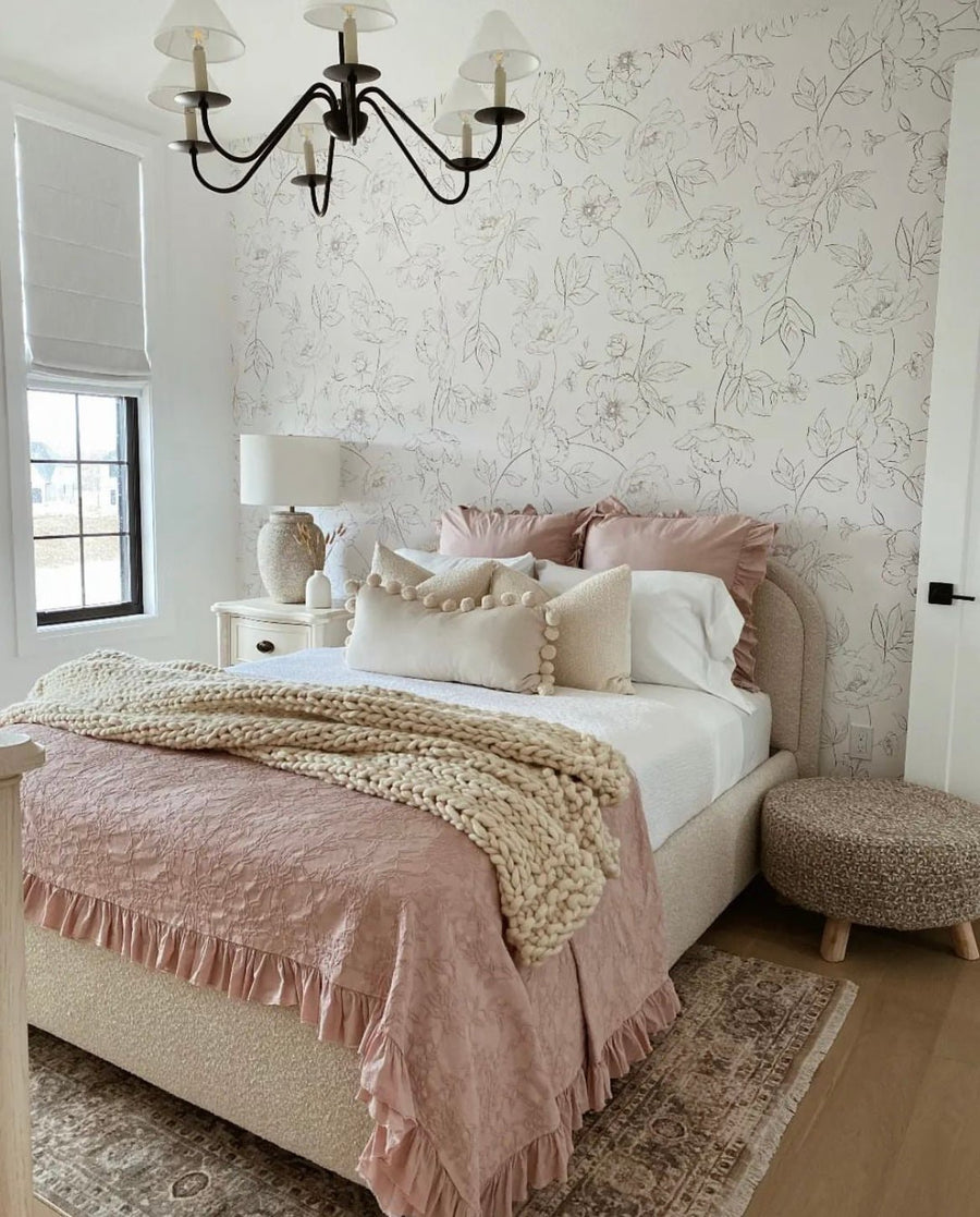 Peony Floral Peel and Stick Wallpaper
