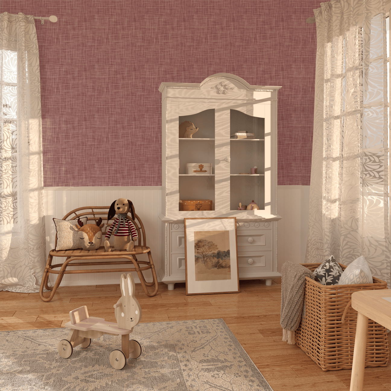 Purple Grasscloth Wallpaper Peel and Stick and Removable