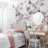 Peel and stick. Peel and stick wallpaper. Removable wallpaper. Dreaming in Pastels Wallpaper. Floral Wallpaper. Mint Decor