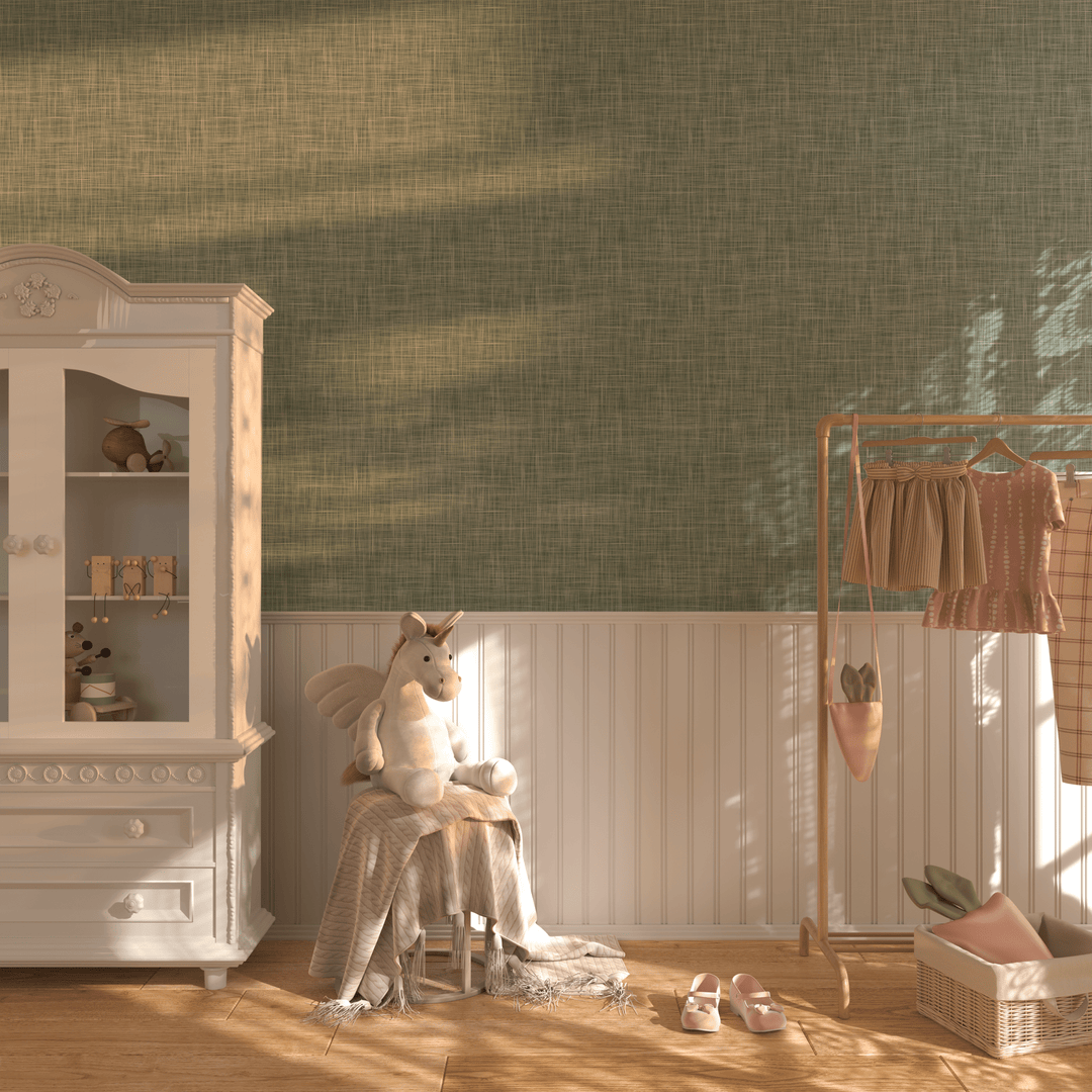 Sage Green Grasscloth Wallpaper Peel and Stick and Removable