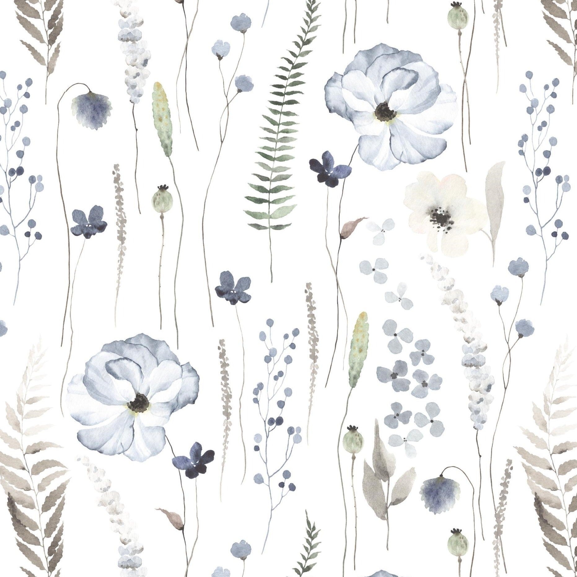 Gray Floral Wallpaper