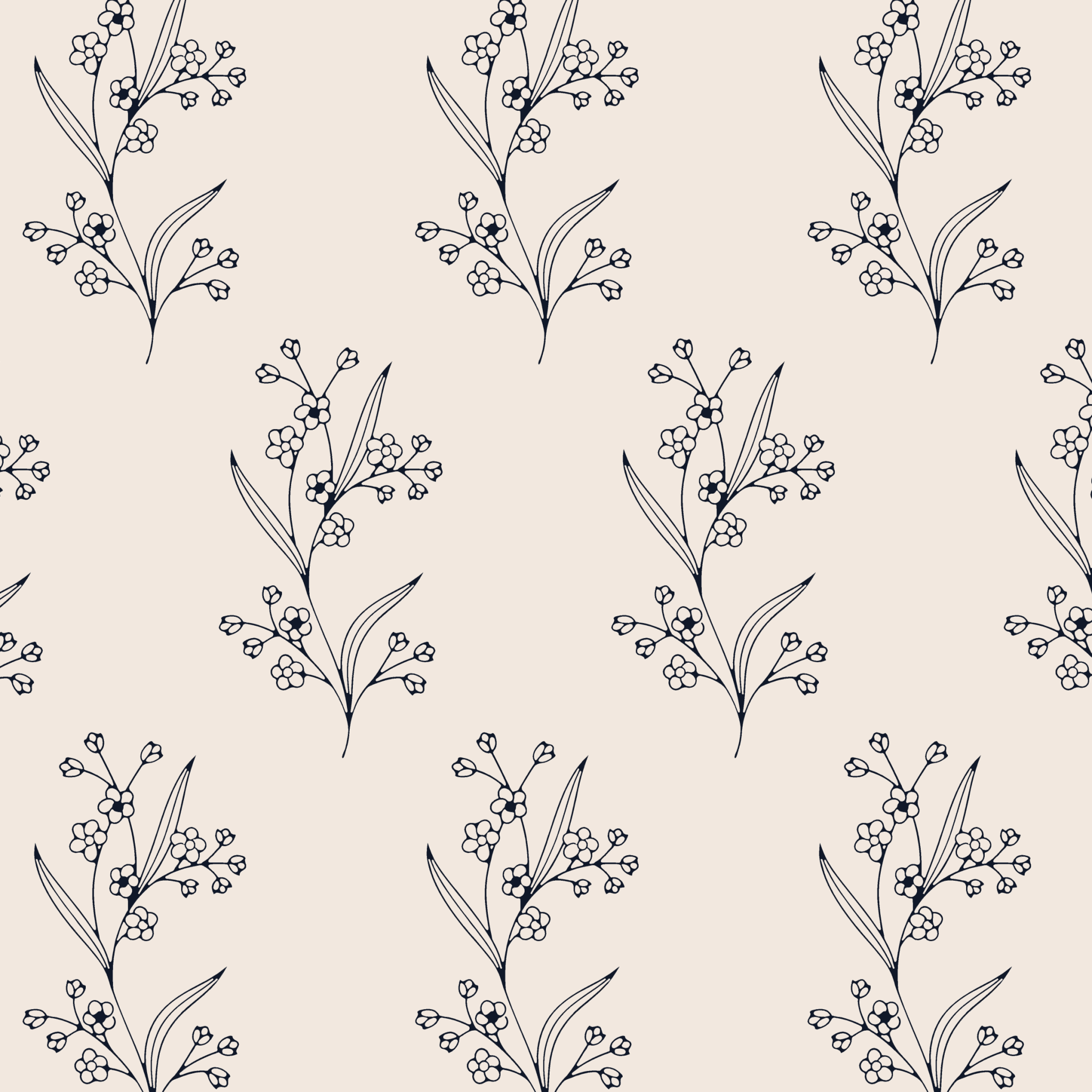 Sample of neutral colored sketched twig peel and stick customizable wallpaper.