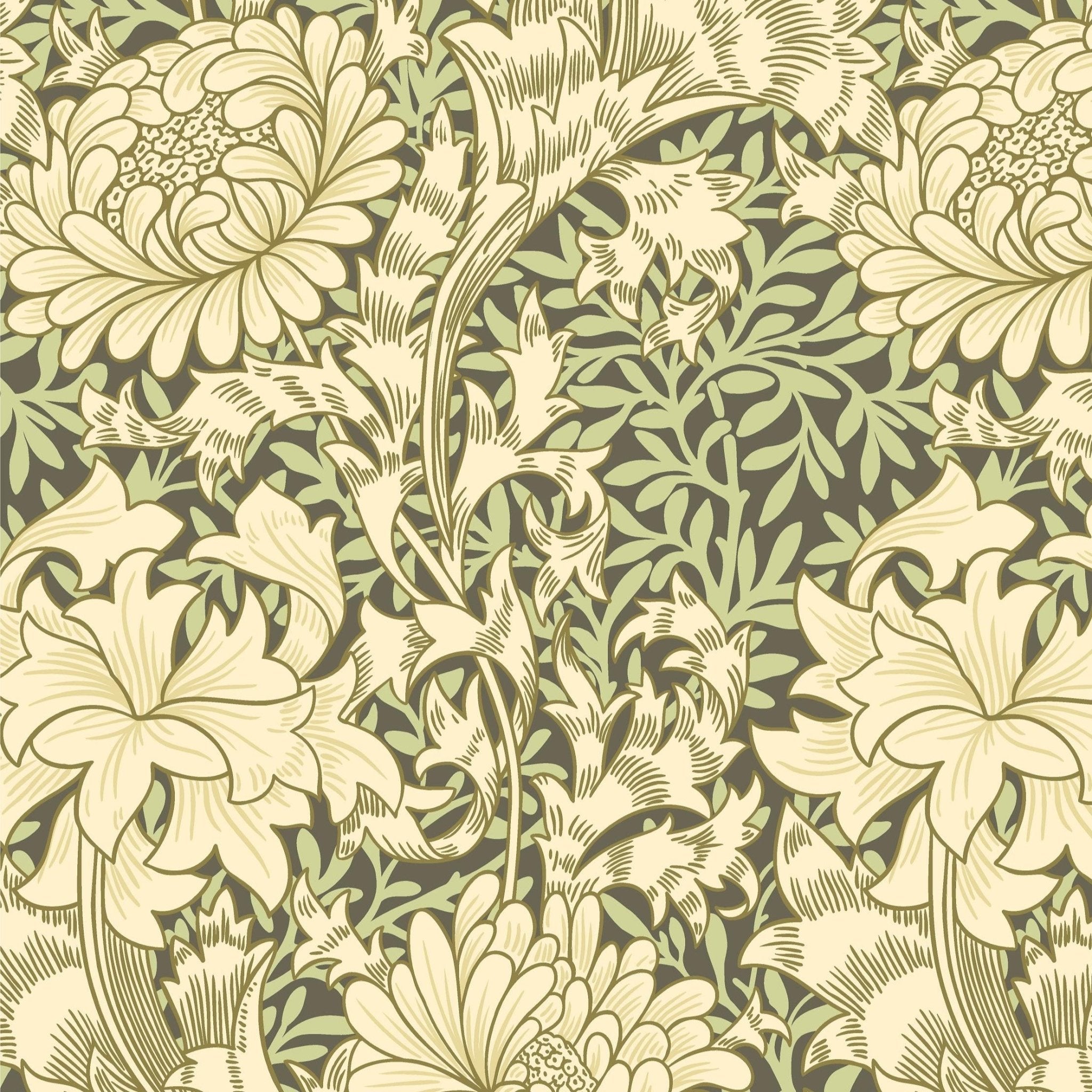 Somerset green and cream wallpaper William Morris