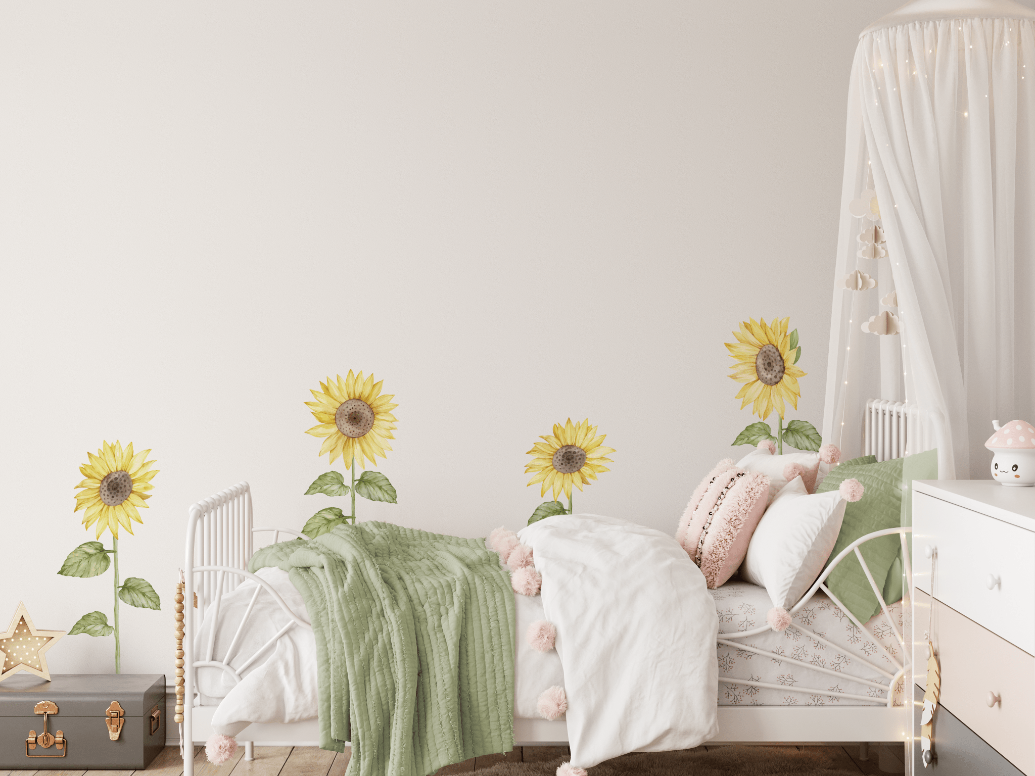 Individual self adhesive sunflower wall stickers for kids rooms