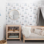 baby boy sailor boat peel and stick wallpaper blue