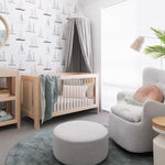 blue baby boy nursery with peel and stick wallpaper