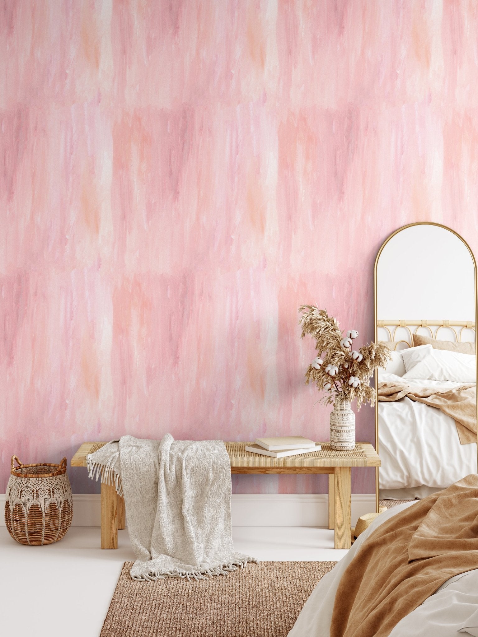 Enhance Your Space with Elegance White and Pink Floral Wallpaper  Paper  Plane Design