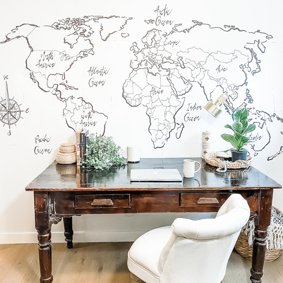 Rustic World Map Wall Decal Sticker