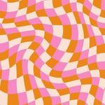 Pink Orange and Beige checkerboard pattern
