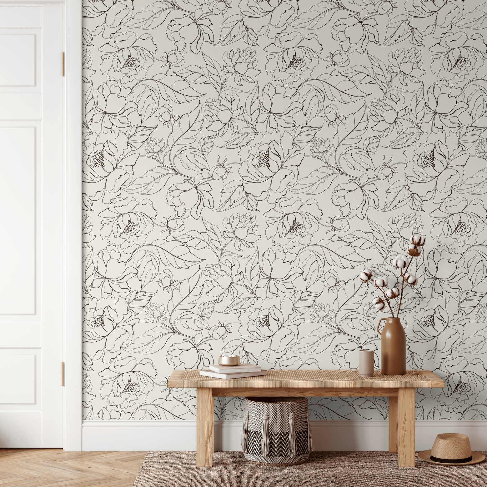 Olive Floral Wallpaper, Adhesive Wallpaper, Wallpaper Peel And Stick, Removable Wallpaper, Wall Paper Peel And Stick