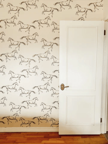Peel and Stick Wallpaper in a room with neutral decor. Removable wall paper on bedroom wall